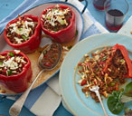 Greek-style stuffed peppers with beef | Tesco Real Food