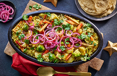 Bubble and squeak biryani