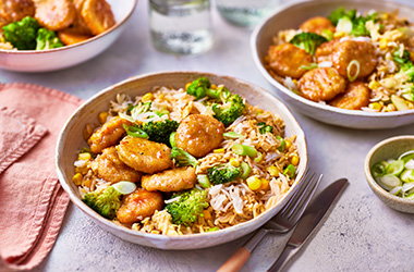 Honey-glazed chicken nuggets