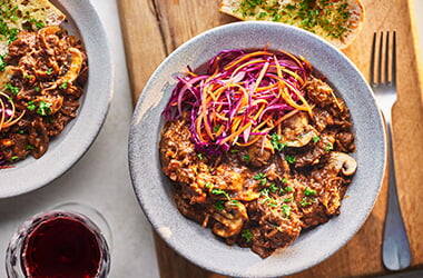 Bourguignon-inspired pulled beef brisket