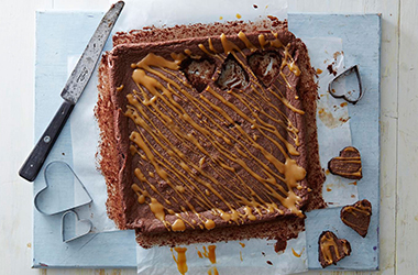 Heart-shaped salted caramel brownies