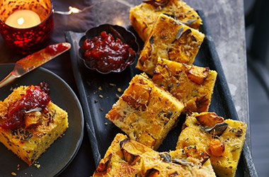 Butternut, sage and cheddar cornbread squares