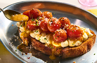 Cheese and tomatoes on toast