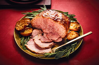 Cranberry and ginger glazed ham