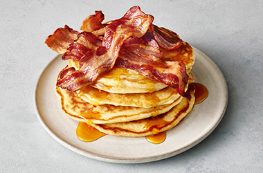 Bacon pancakes with maple syrup