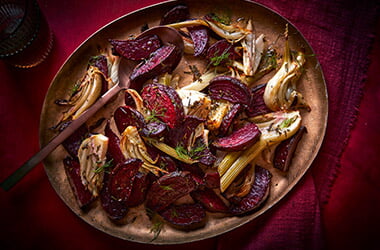 Gin-roasted beetroot and fennel