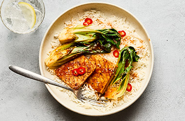 Gochujang tofu with pak choi