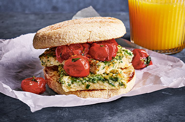 Herby egg and roasted tomato sandwiches