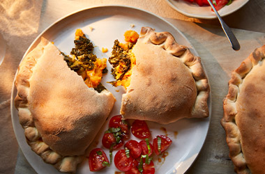 Herby sweet potato calzones