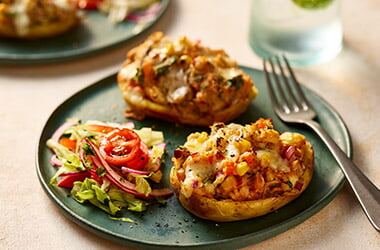 Mackerel-stuffed potato skins