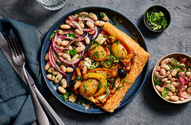 Mediterranean chicken tart