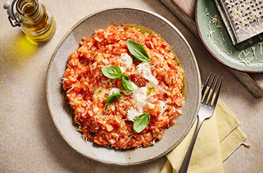 Microwave Caprese risotto