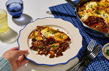 Mushroom pan lasagne