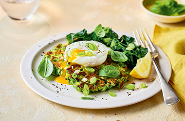 Pea, courgette and cheese fritters