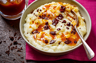 Rice pudding with whisky caramel