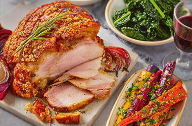 Roast pork loin with perfect crackling