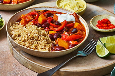 Slow-cooker veggie fajita rice bowl