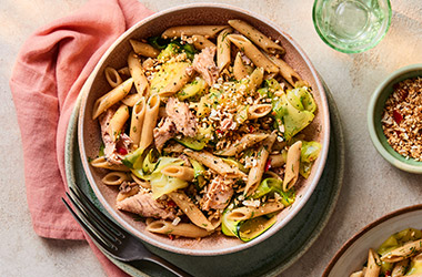 Salmon and courgette pasta salad