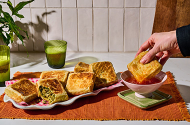 Seema’s tofu and spinach murtabaks