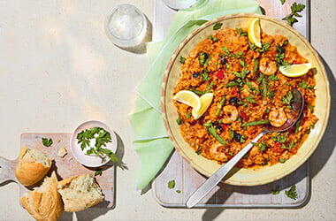 Slow-cooker prawn paella