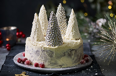 Sparkly Christmas forest cake