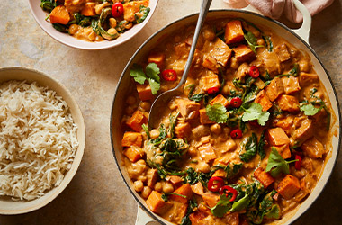Sweet potato, peanut butter and chickpea curry