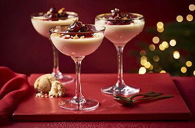 Cranberry and amaretto panna cotta