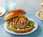 Pear and pork burger with sticky onions | Tesco Real Food