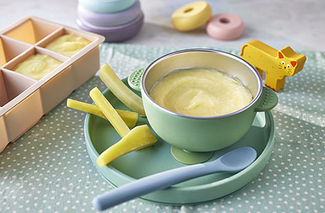 Potato and parsnip purée and finger food