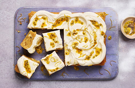 Lemon and passion fruit blondies