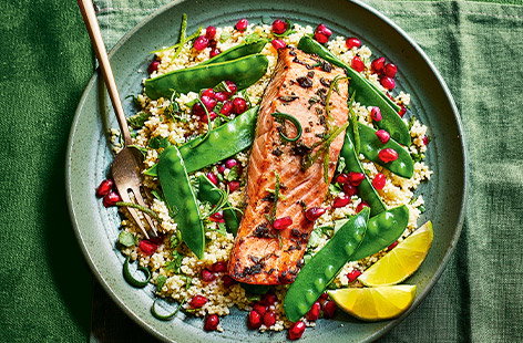 Ready in 20 minutes, this zesty, fruity salmon is cooked to perfection in an air-fryer (or you can bake in the oven). Sitting on a bed of herby couscous, it's ideal if you're craving new flavours between Christmas and New Year.