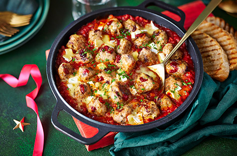 Creamy brie and tangy cranberries give these Italian-inspired meatballs a festive flavour twist for Christmas