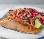 Jerk salmon with tangy mango slaw | Tesco Real Food