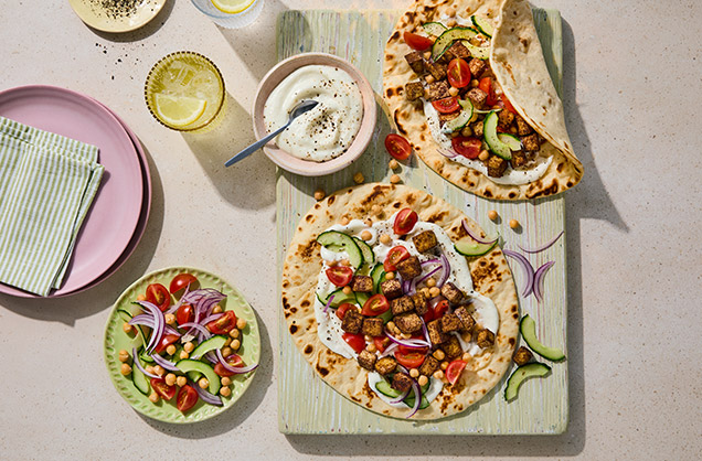 Air-fryer Lebanese-spiced tofu flatbreads