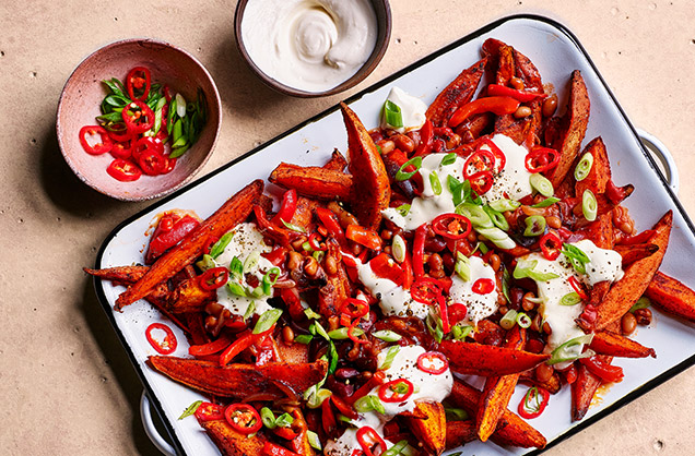 Tuesday: Chilli-loaded sweet potato fries