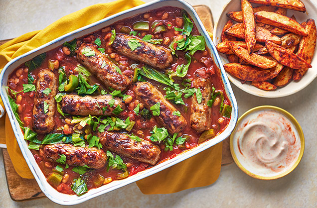 Monday: Cowboy beans and sausage traybake