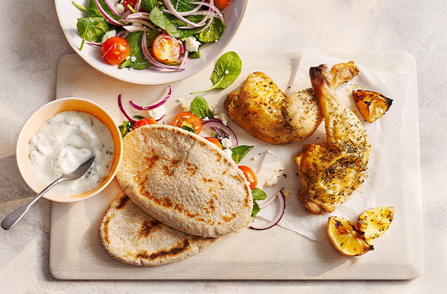 Tuesday: Greek chicken with salad pitta
