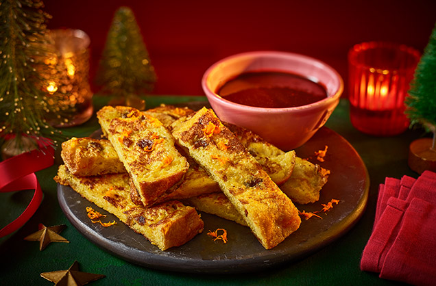 Panettone French toast sticks with chocolate dipping sauce recipe
