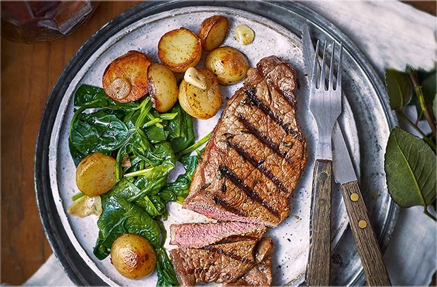Main: Paprika and thyme steaks with sautéed potatoes