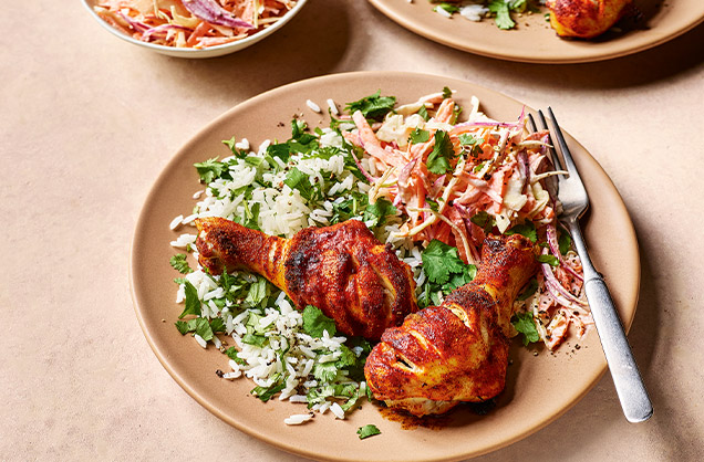 Wednesday: Smoky chicken drumsticks with slaw