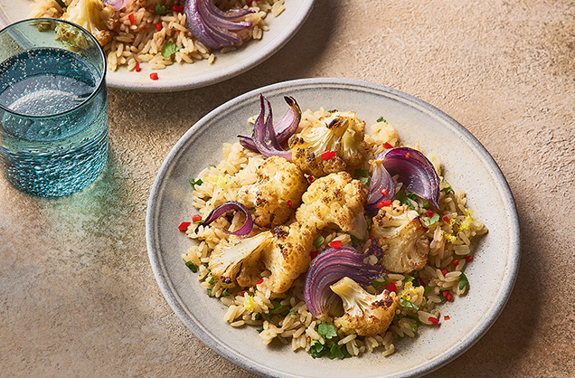 Spiced roasted cauliflower pilaf