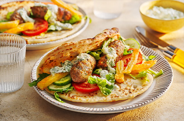 Dinner: Pork kofta flabtreads