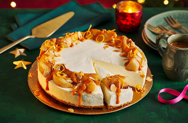 Spiced pear and caramel cheesecake