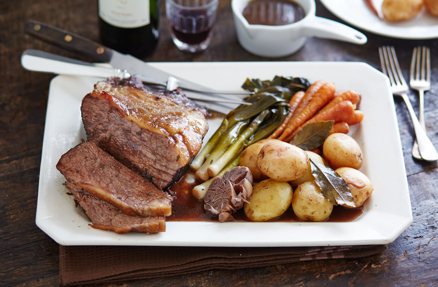 Pot roasted Beef In Red Wine With Baby Veg And New Potatoes Tesco Pot roasted Beef In Red Wine With Baby Veg And New Potatoes Tesco