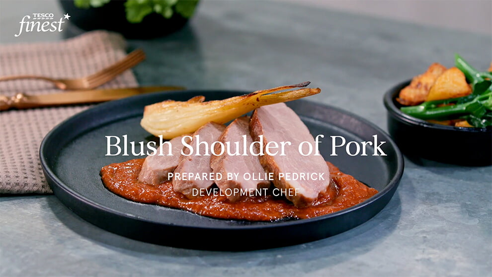 Blush shoulder of pork with orange and star anise fennel and sundried tomato reduction