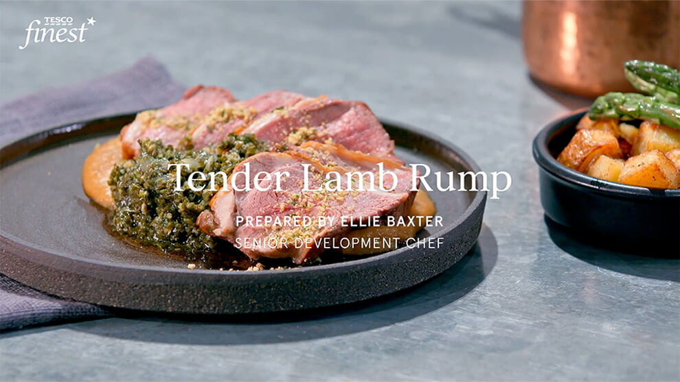 Tender lamb rump with cannellini bean purée and wild garlic salsa