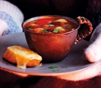 Chilli bean soup with cheesy garlic bread | Tesco Real Food