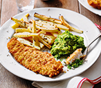 Fish with Parsnip Chips and Mushy Peas | Tesco Real Food