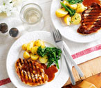 Grilled pork steaks with ginger and orange sauce | Tesco Real Food