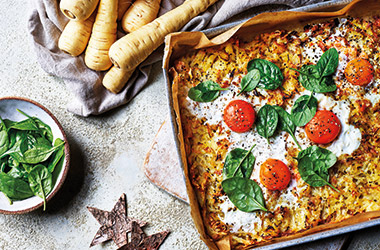 Egg-topped parsnip rosti